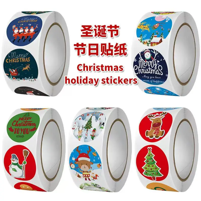 

100/300/500 шт. рождественские наклейки с героями мультфильмов, подарочные награды, упаковочные уплотнительные декоративные самоклеящиеся наклейки