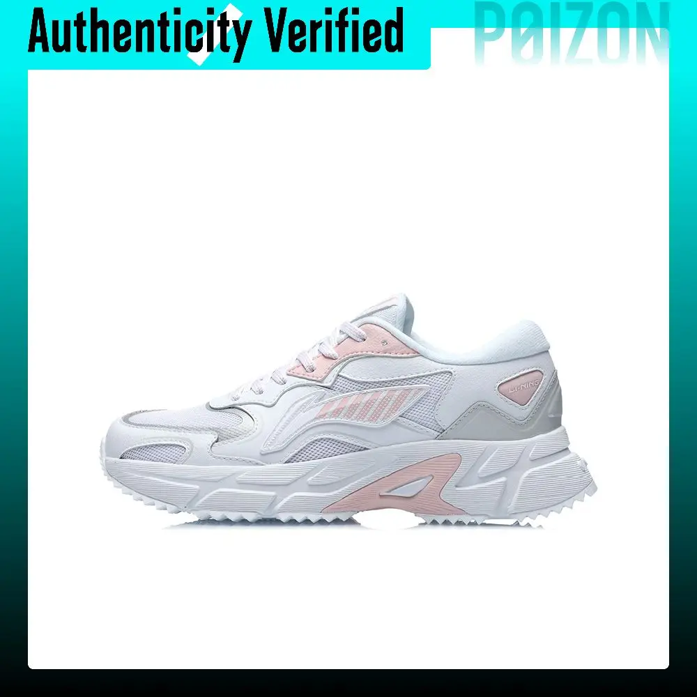Li Ning Cushioning Slip Resistant Abrasion Resistant Breathable Lightweight Low top Sprint Running Shoes Women's White ARLR004-3
