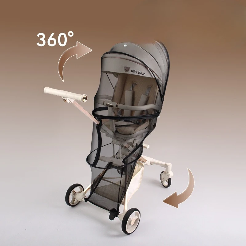 Universal Baby Stroller Mosquito Net with Zipper Full Coverage Windproof Foldable Baby Stroller Accessories Insect Netting