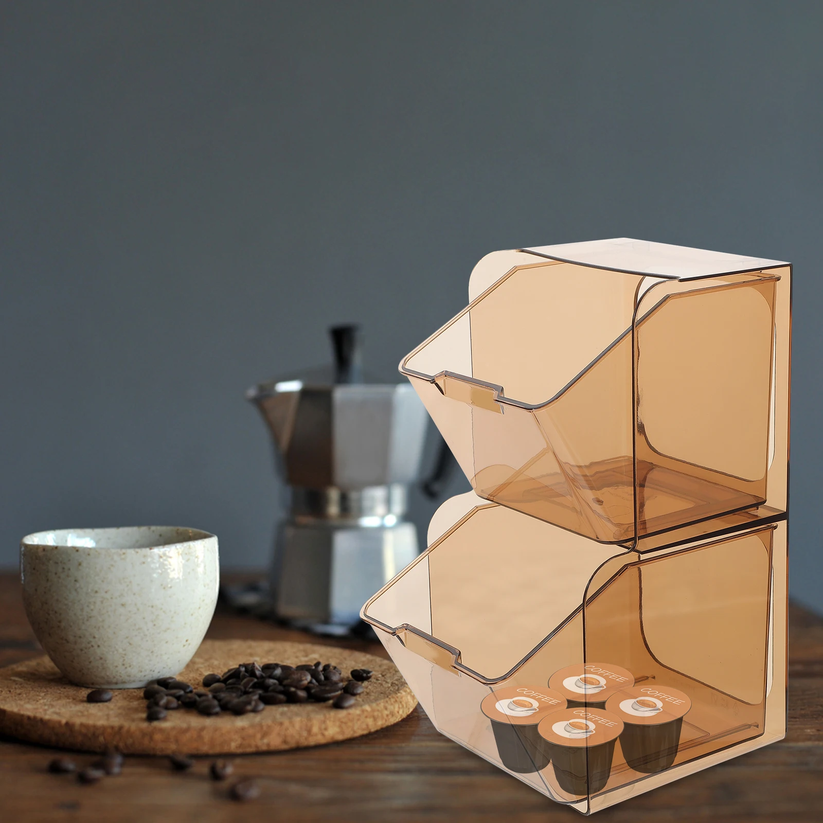 

Tea Bag Organizer Double-Layer Coffee Bag Holder U-Shaped Open Storage Box Practical for Coffee Capsule Storage