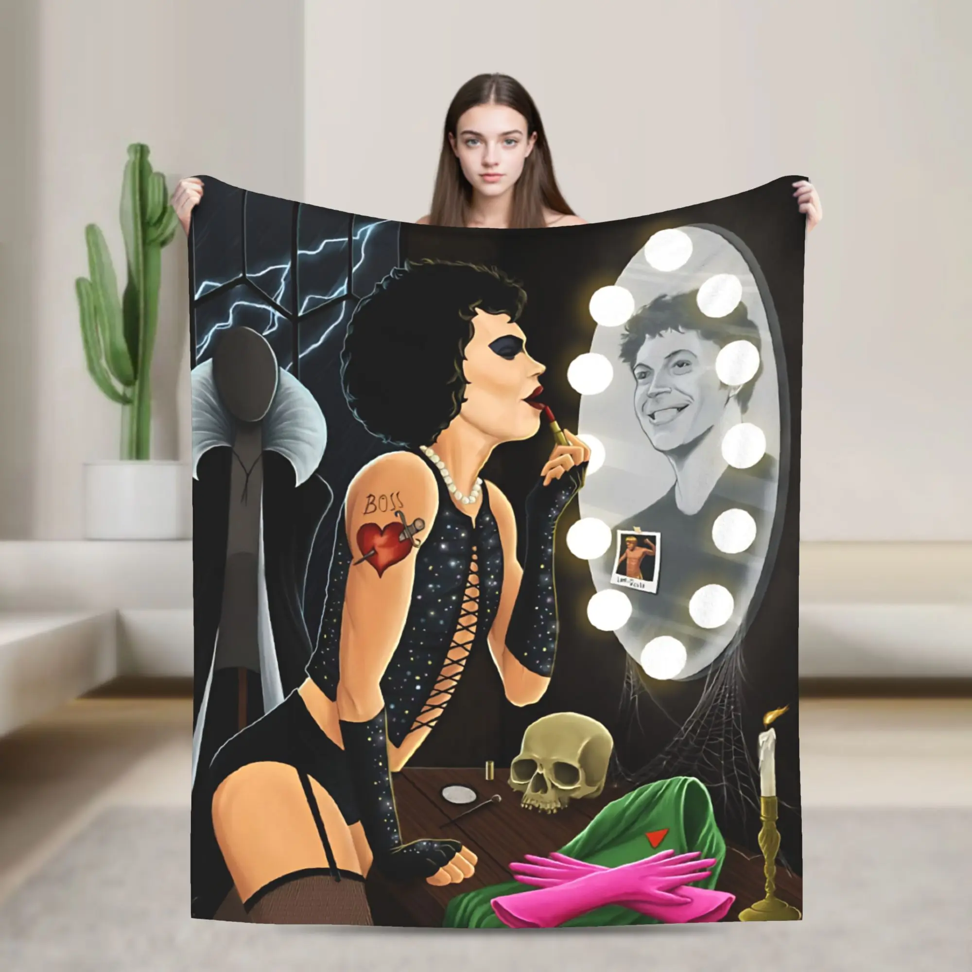 The Rocky Horror Picture Show Fleece Throw Blanket Frank N Furter Tim Curry  Blankets for Home Couch Soft Quilt