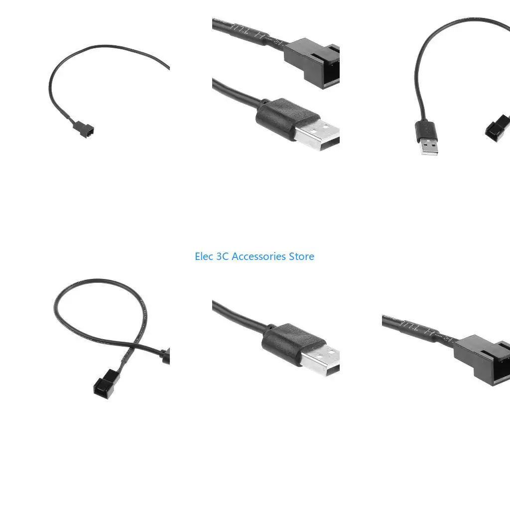 Y51A 22AWG USB 2.0 to 3-Pin Male PWM Fan Cable, Fan Power Extension Cable Converter Adapter for 5V ATX for Case 3-Pin