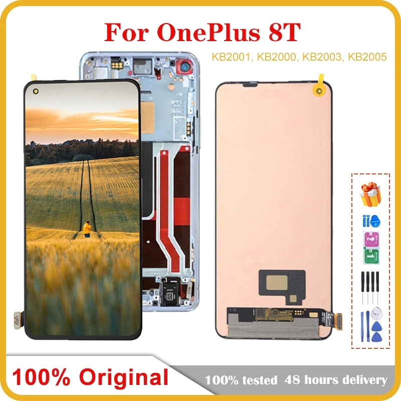 

6,55-дюймовый AMOLED для OnePlus 8T Pro, ЖК-экран мобильного телефона в сборе, сменный сенсорный ЖК-панель