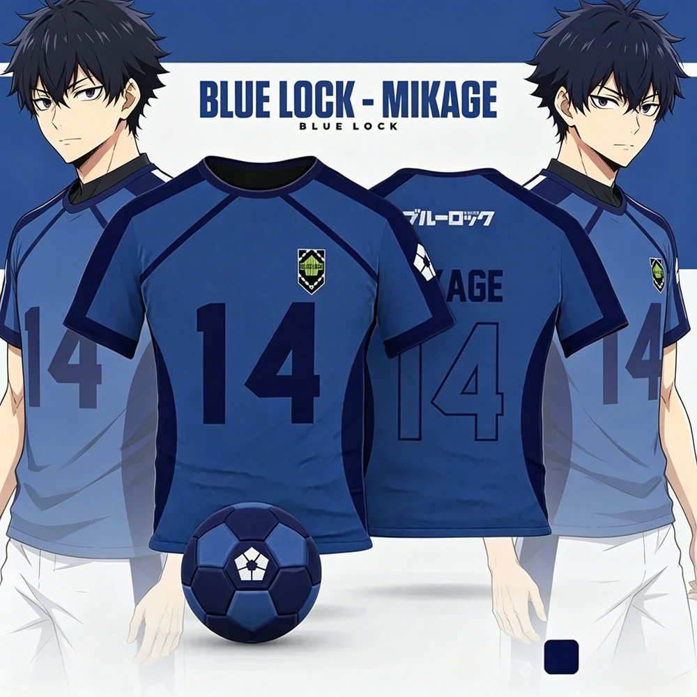 Anime Blue Lock Jersey 3D Print Nagi Soccer T-Shirts Men Women Short Sleeve Sports Tee Y2k Top Cosplay Blue Lock Football Top