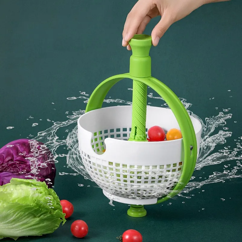 

올인원 회전 야채탈수기 샐러드탈수기, 녹색, 2개