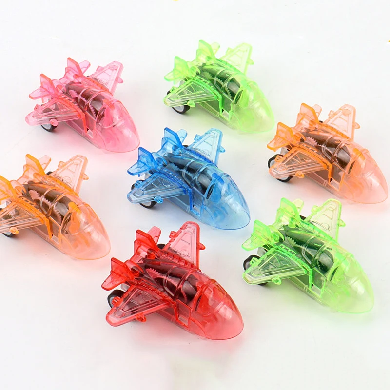 10Pcs Mini Color Transparent Aircraft Model Toy Kids Pull Back AirPlane Toys Inertia Plane Fighter Favors Toy Children\'s Gifts