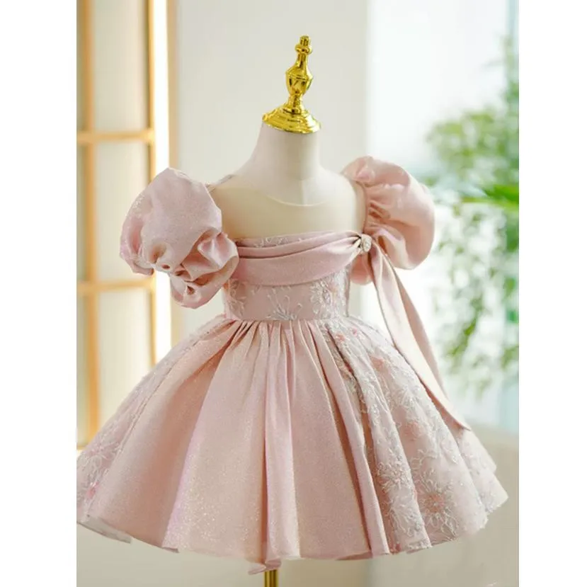 High-End Children\'s Princess Evening Gown Puff Sleeve Design Kids Catwalk Wedding Birthday Baptism Eid Party Girls Dresses A3060