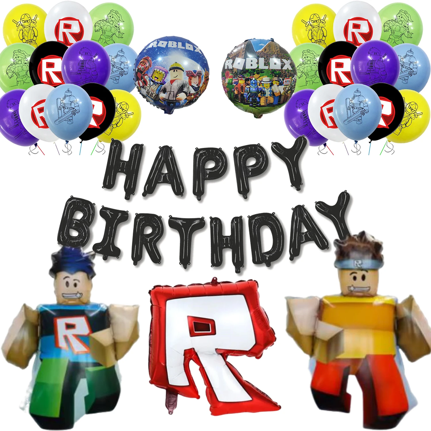 Roblox Balon Pesta Ulang Tahun Set Balon Film Aluminium Lateks Baby Shower untuk Hadiah Perlengkapan Dekorasi Pesta Ulang Tahun Anak-anak