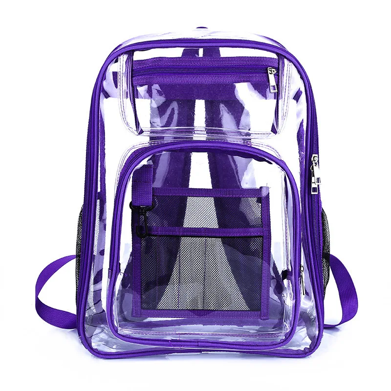 Mochila transparente de PVC para mujer, bolso escolar para adolescentes, estudiantes, hombres, aprobado por el estadio