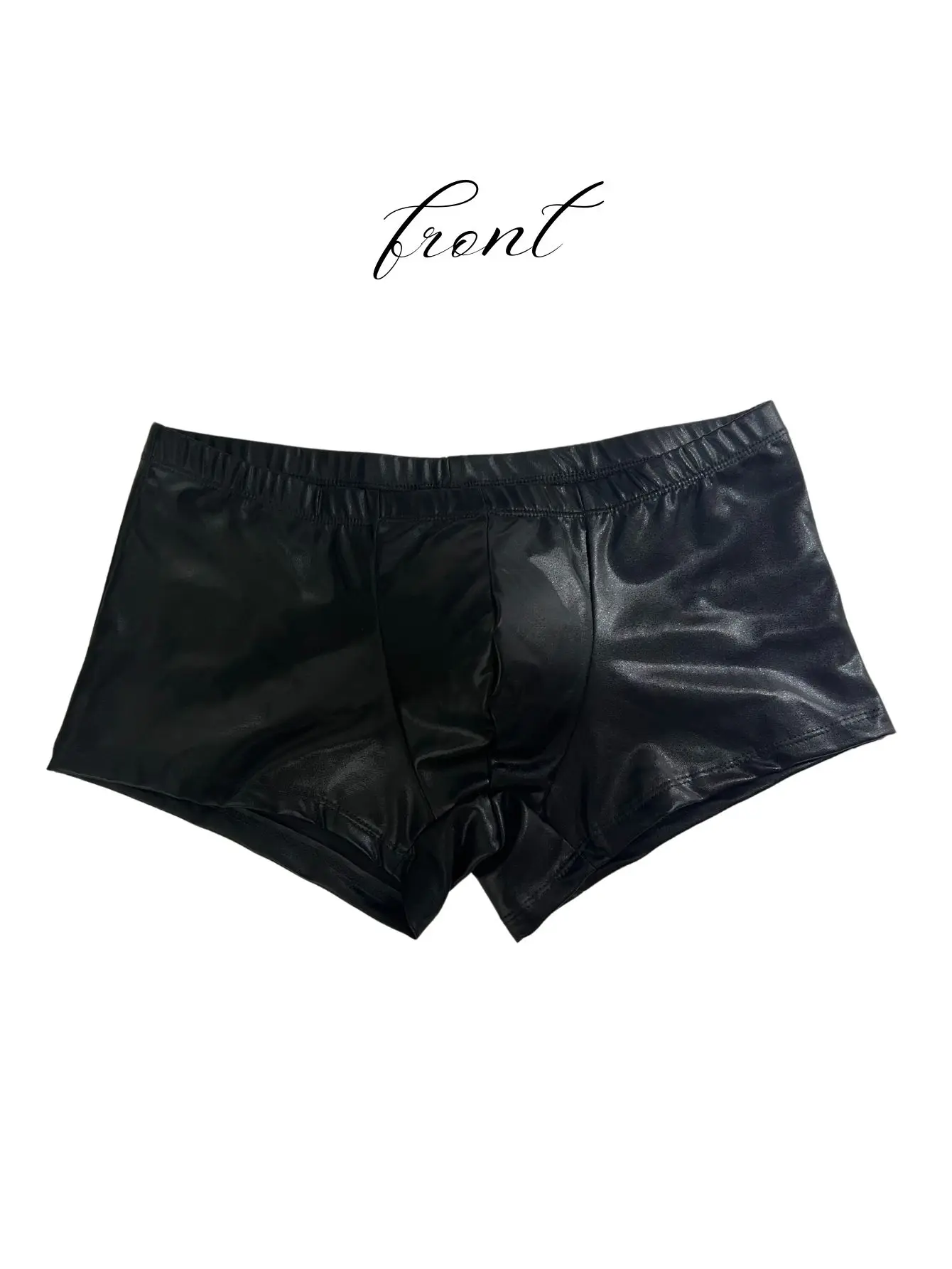 قطعة واحدة من شورتات الزاوية المسطحة من جلد البولي يوريثان للرجال، مثيرة، مناسبة لحفلات الملابس، حداثة للبالغين، حفلات الملهى الليلي، هدايا حلوة