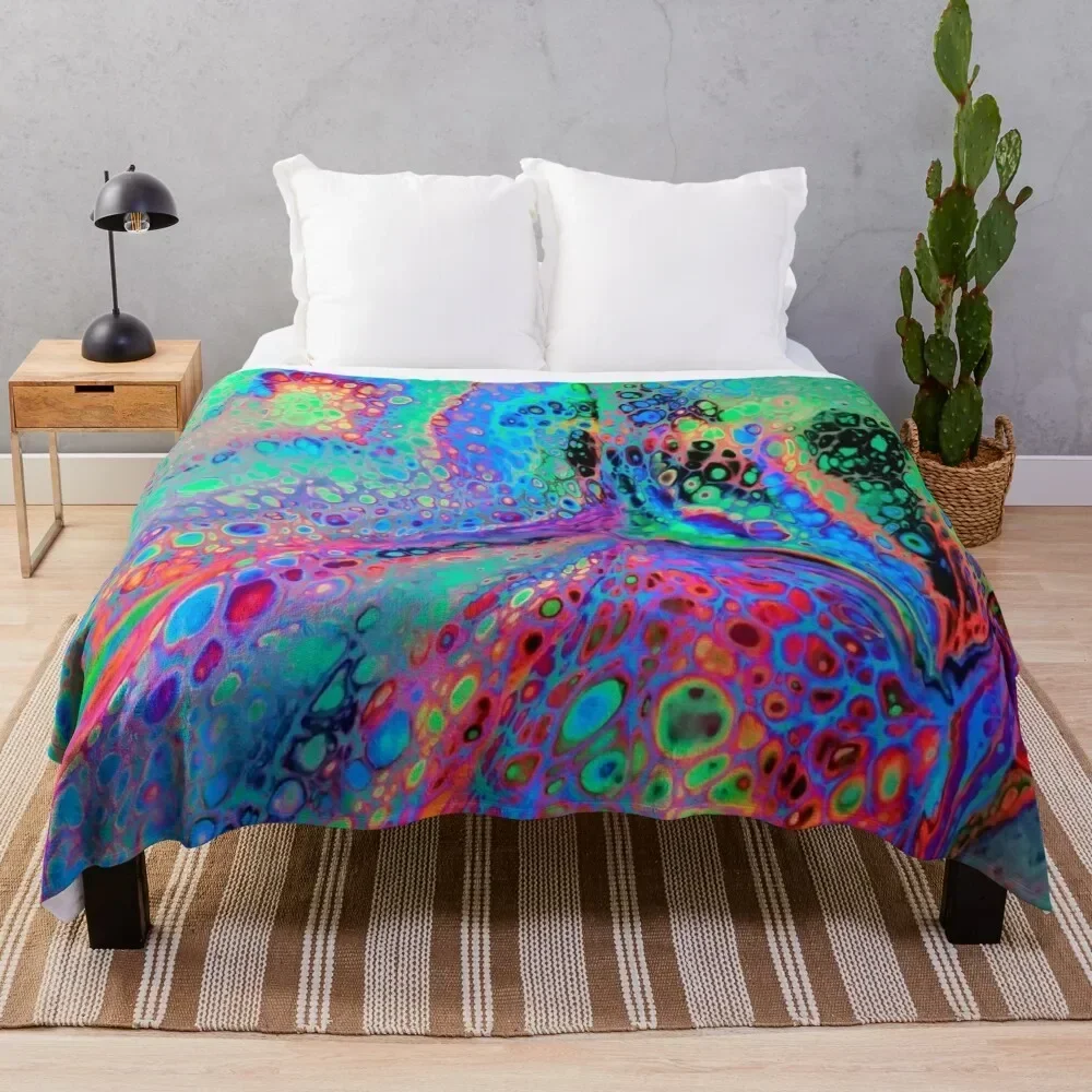 Electric Leopard Pattern Super Fluid Soul Acrylic Pour Design Throw Blanket Nap Retros Blankets