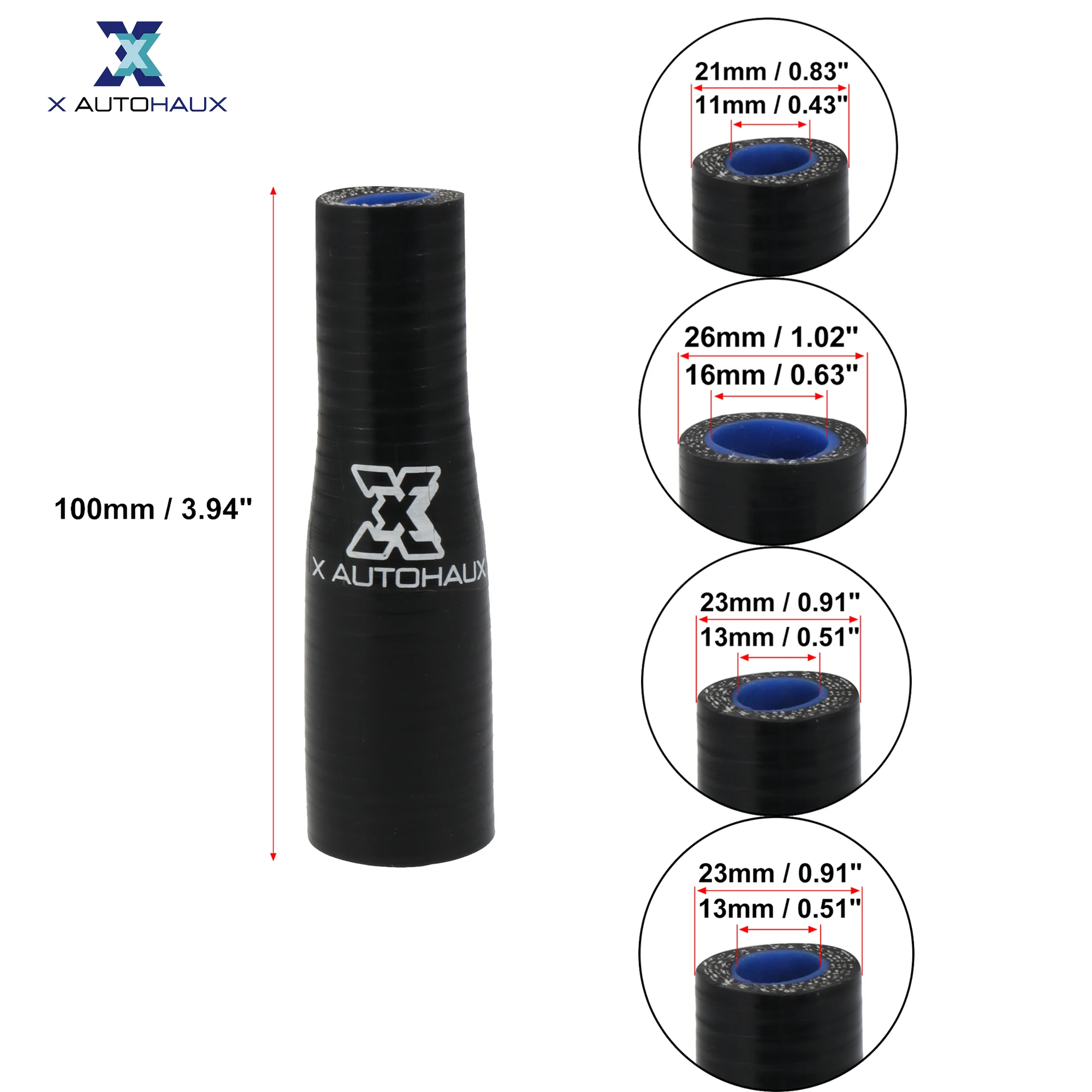 X autohaux 100mm comprimento 11-16mm 13-16mm 11-19mm diâmetro reto redutor silicone mangueira acoplador intercooler tubo tubulação de admissão