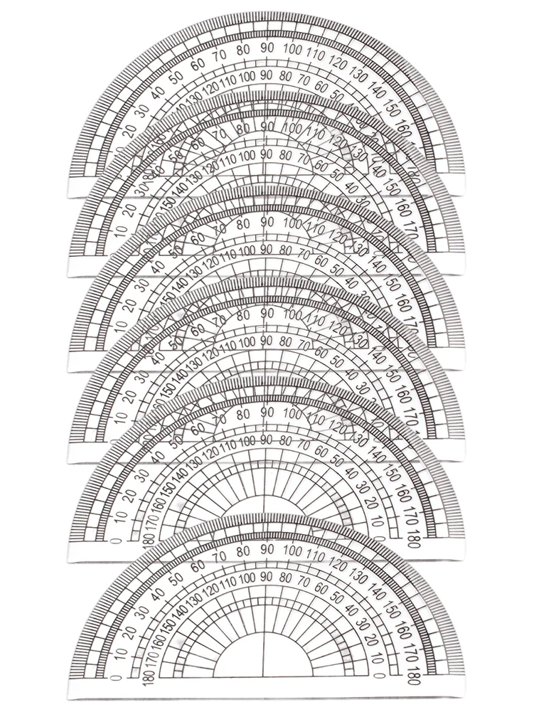 6pcs For Angle Measurement Primary Practical School Clear Protractor Math Classroom 180 Degrees Indexing Accurate Study Supplies