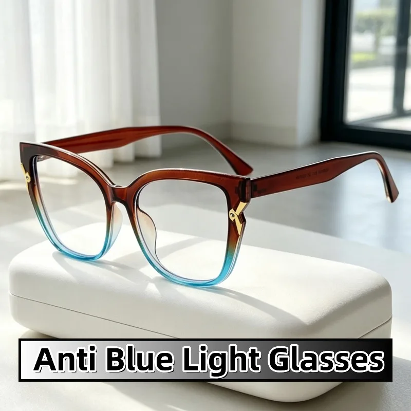 

New Ultra Light Anti Blue Light Eyeglasses Women's INS Style Trendy Fashion Plain Glasses Retro Daily Street Decorative Eyewear