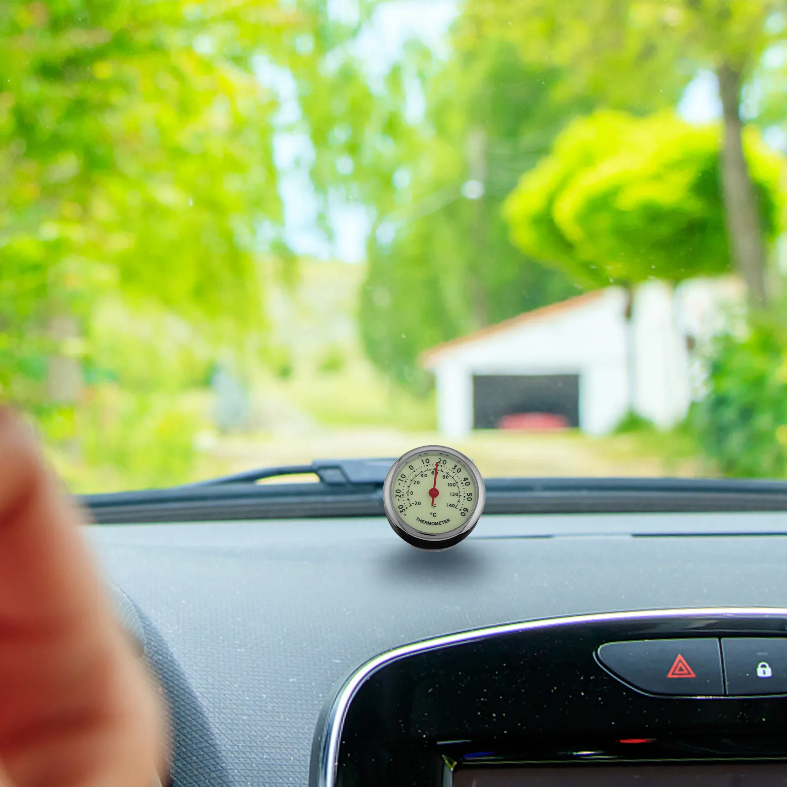 Car Dashboard Thermometer Realtime Interior Exterior Temperature Monitor Luminous Display Compact Self-Adhesive Automotive