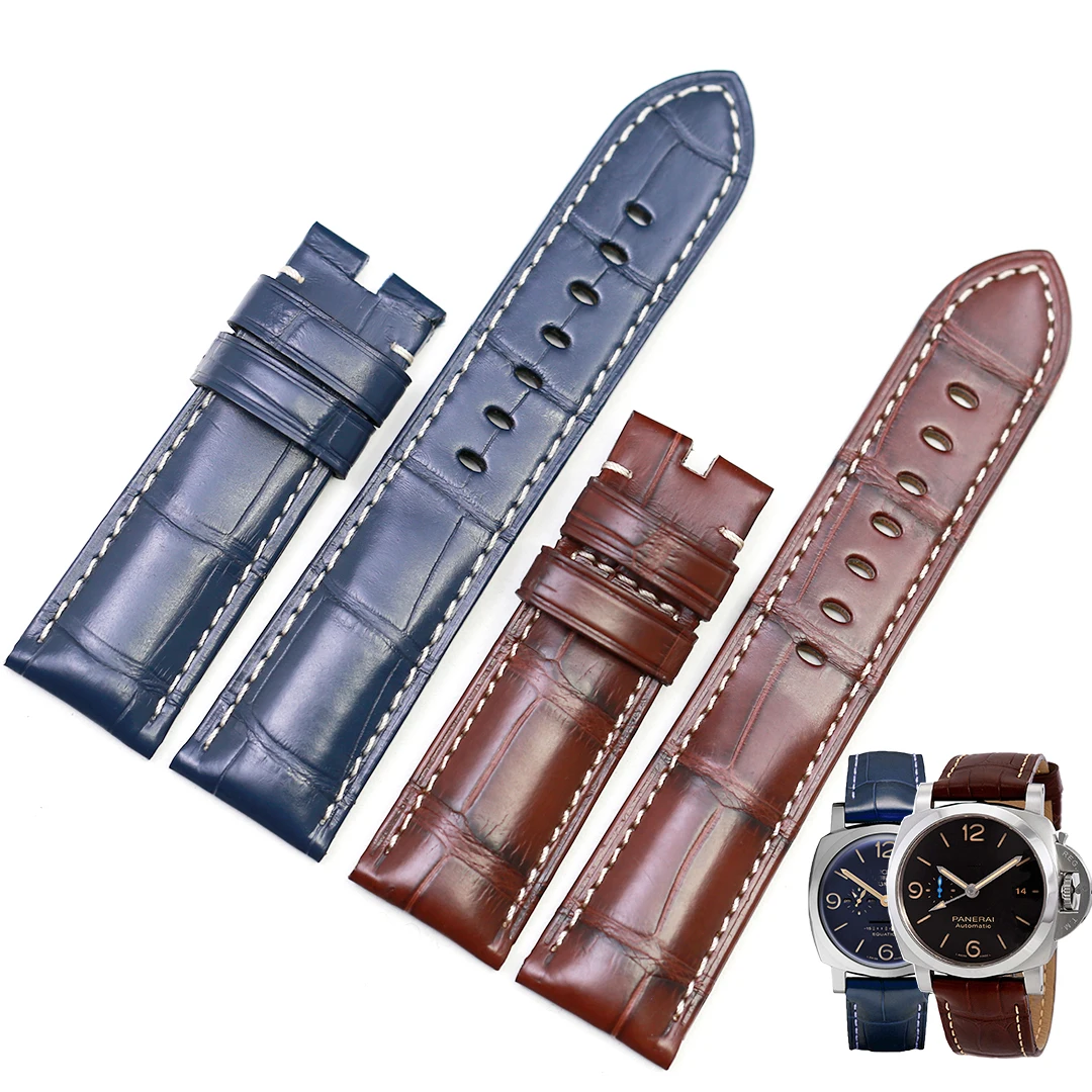 Suitable for Panerai-luminor PAM01392 PAM00656 PAM00351 PAM00320PAM00282  PAM00155 PAM00511 watch Crocodile leather strap