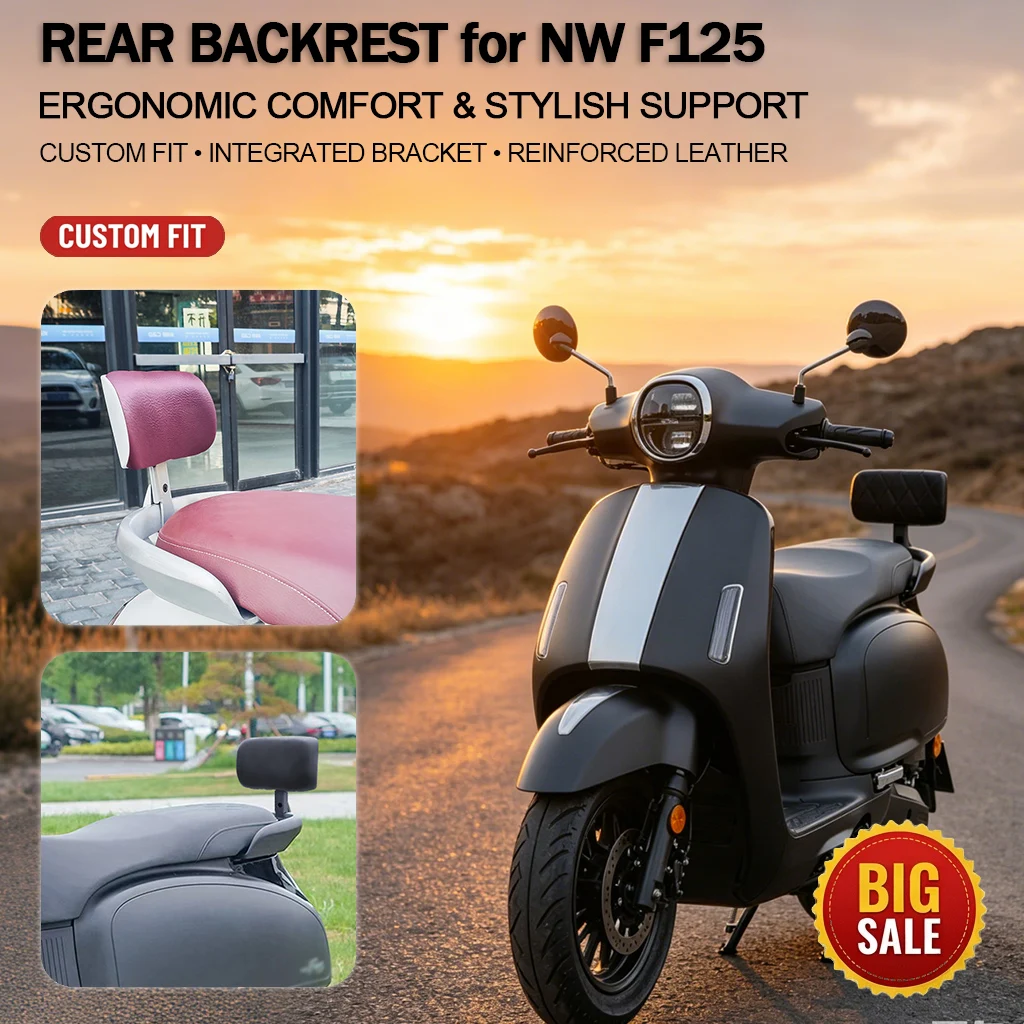 Motorcycle Rear Backrest for NW F125 Front View Move Passenger Sissy Bar Waist Support Cushion Bracket Accessories