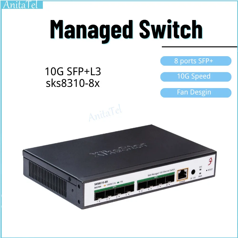 L3 Managed 8 Ports  Xikestor 10G SFP+ Support VLAN Port Link Aggregation Dynamic Routing Heat Dissipation Upgrade