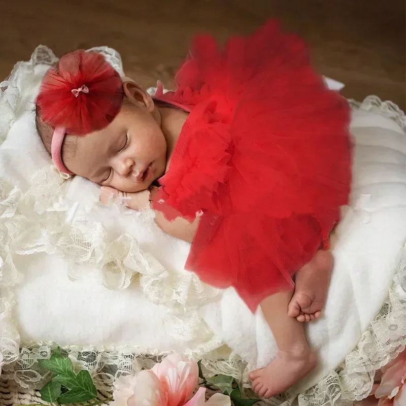 Newborn Photography Props Hat Baby Lace Romper Bodysuits Outfit Photography Girl Dress Photo Shoot Costume