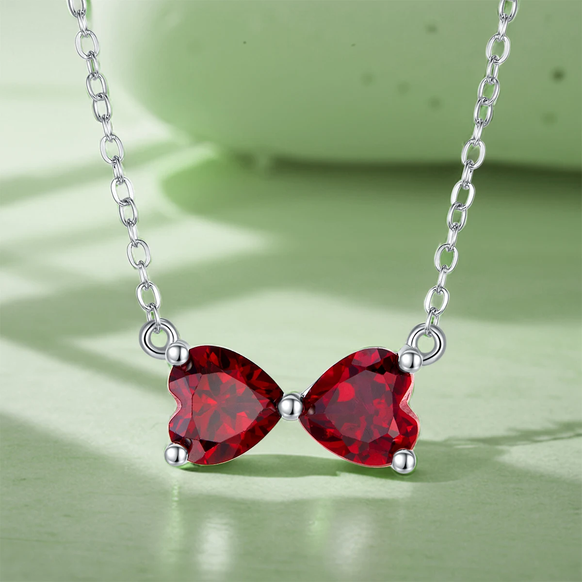 

Женское колье из стерлингового серебра S925 с рубином в форме сердца, искусственный драгоценный камень, модное украшение для свадьбы, подарок на День святого Валентина