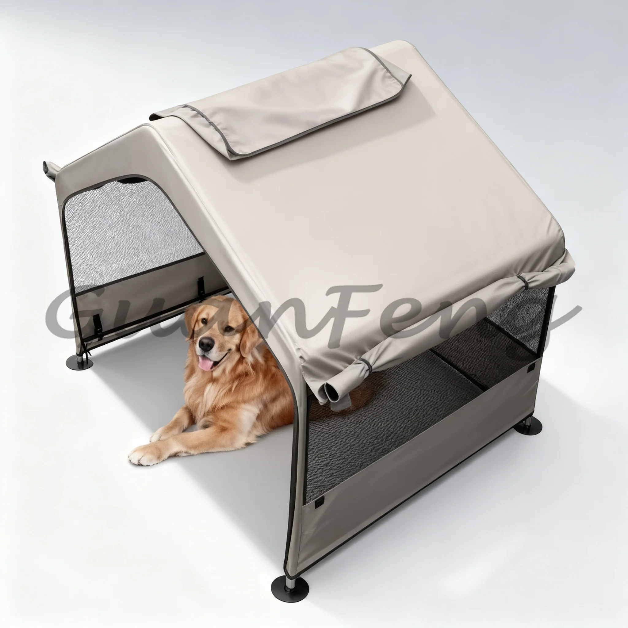 Indoor Outdoor Elevated Pet Shelter Tent, Oxford Cooling Dog Cat Bed, Garden House with Portable Handbag