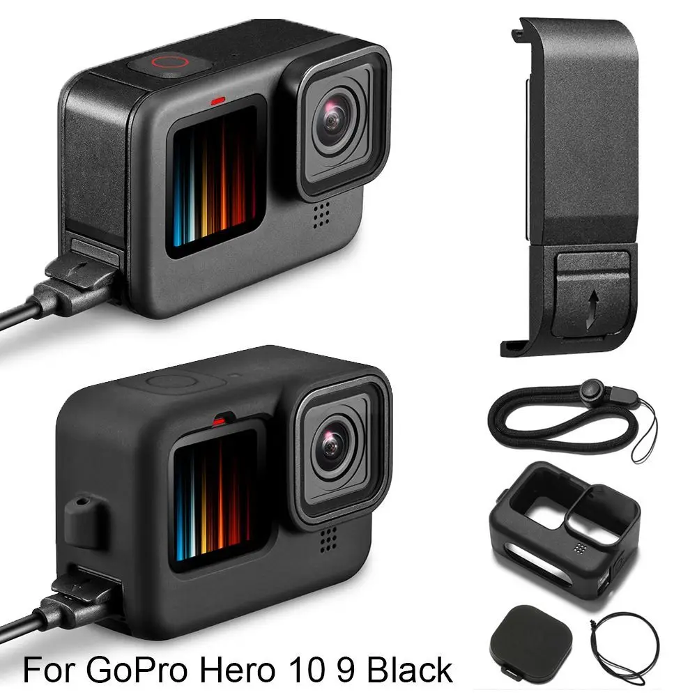 Durable Accessories Anti-drop Flip Battery Side Cover Lens Cap Removable Lid Silicone Case For GoPro Hero 12/11/10/9 Black