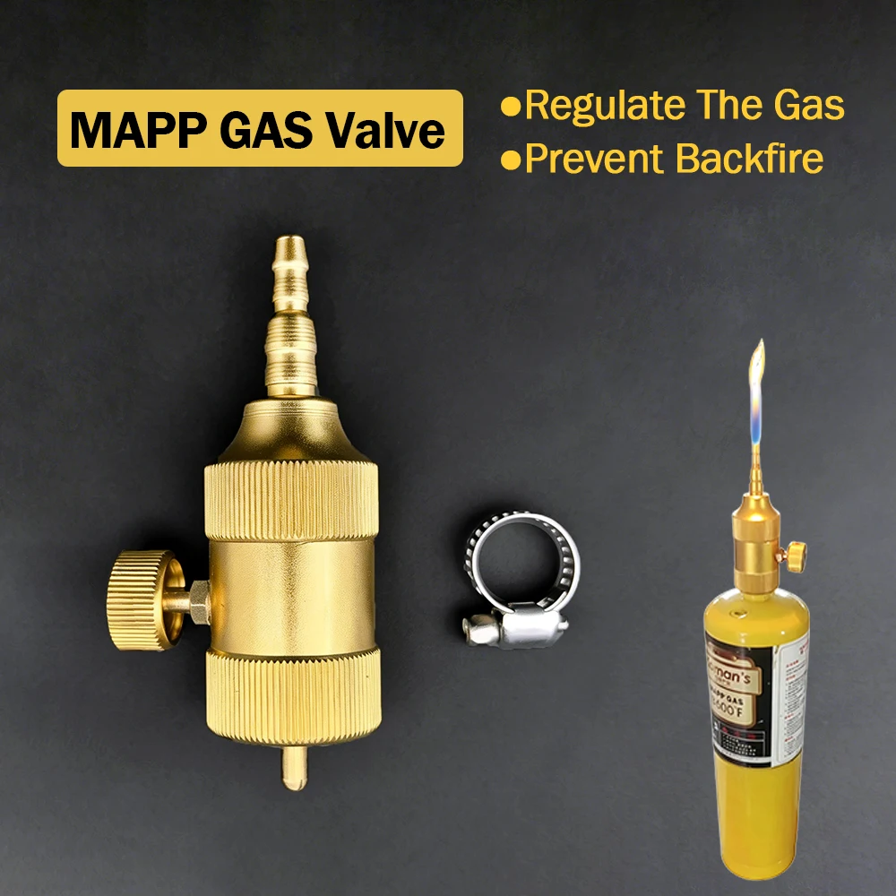 Brass MAPP Gas Regulator with Barbed Fitting 4-8mm Gas Hose High-Quality Mapp Gas Bottle Connector Pressure Control