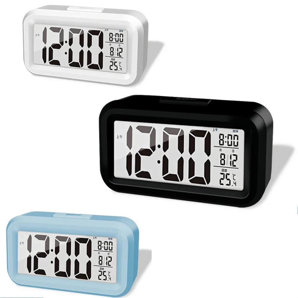 LED منبه رقمي على مدار الساعة الخلفية غفوة البيانات الوقت التقويم سطح المكتب متعددة الوظائف الخلفية الإلكترونية ساعة الطاولة
