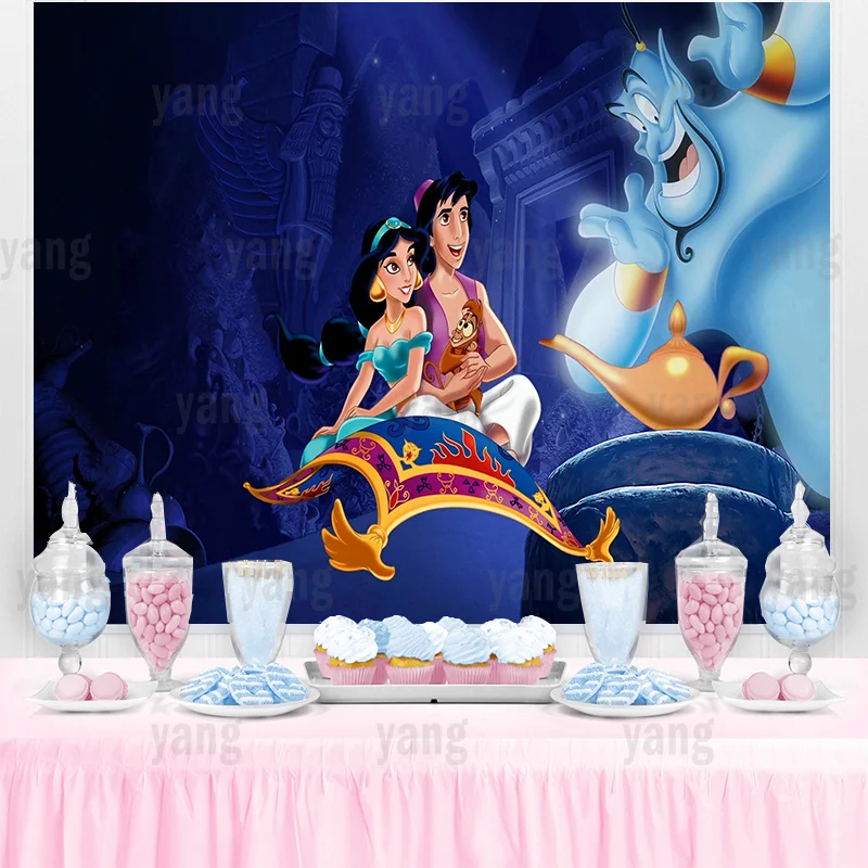 Disney Fürsten Hochzeit Burg Aladdin Jasmin Hintergrund Mädchen Geburtstag Party-Baby-Dusche Banner