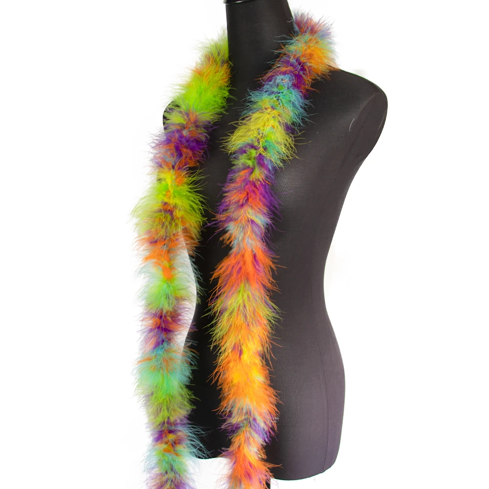 2M Zweifarbiger Weicher Flauschiger Marabu-Federboa-Schal 18-20g für Hochzeit Party Halloween Kostüm Dekor Accessoires Plumes