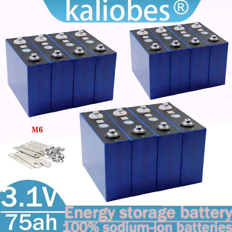 3.1V 75Ah sodium ion battery, suitable for 4S 12V 24V off-road vehicles, motorcycles, cars, motors, Class A, 20 ° C discharge