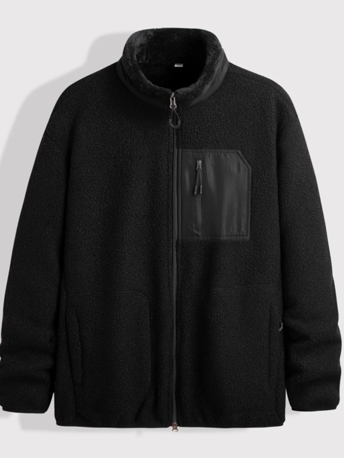 plus Size Teddy Velvet Winter Jaet Thiened Fce Casual Loose Men's Outerwear Faionable Stand Collar Zipper Closure