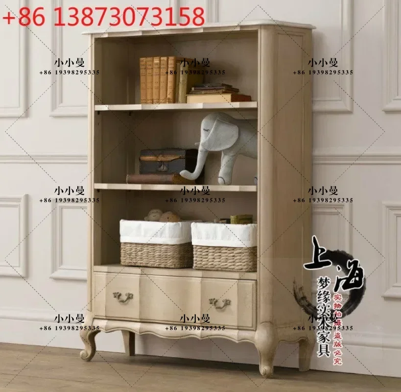 American rural retro old solid wood children's cartoon solid wood bookcase