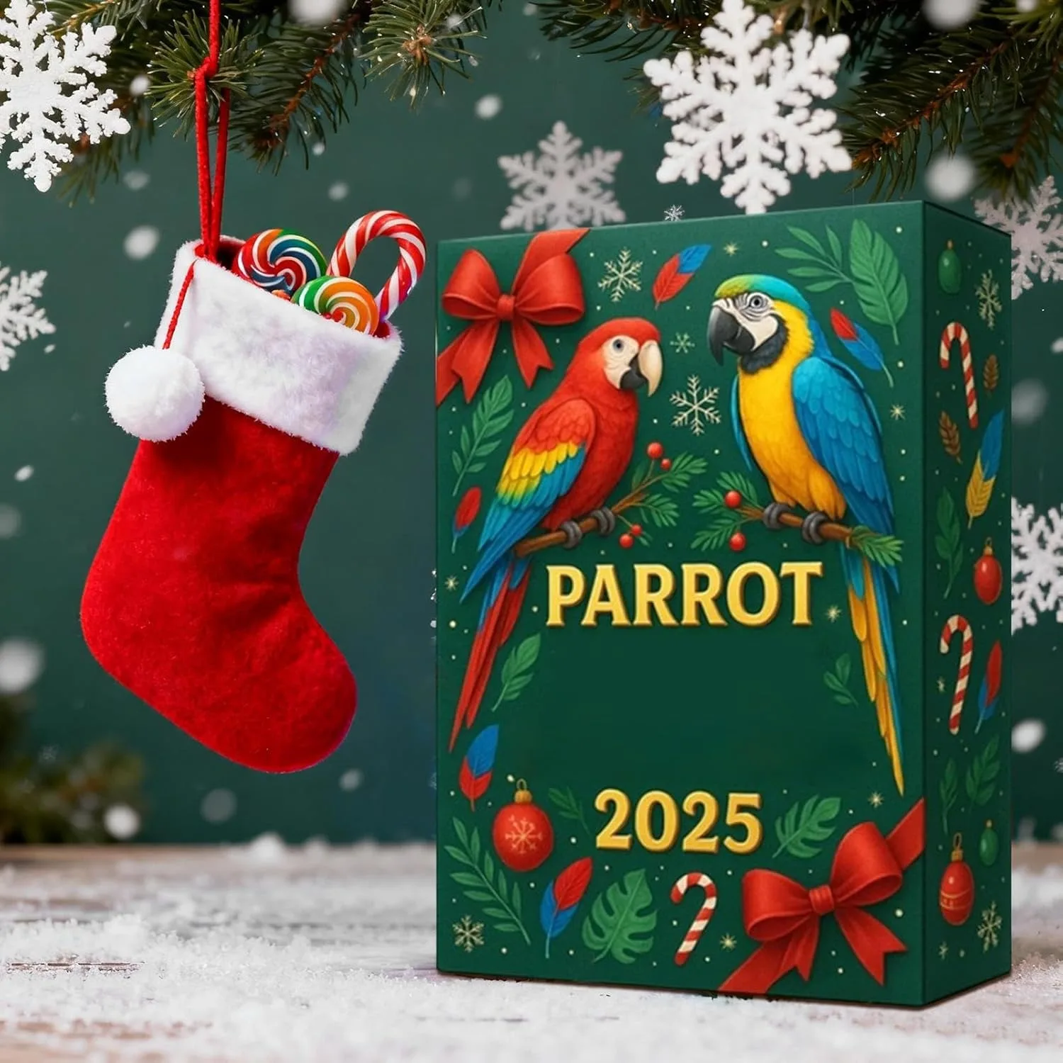 الطيور عيد الميلاد التقويم عالية الجودة عيد الميلاد العد التنازلي التقويم الببغاء الطيور زينة لطيف الببغاء تقويم القدوم للهدايا #5