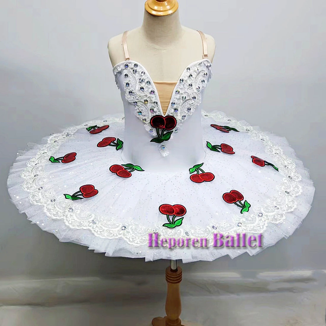 Professional Children's Cherry Radish Performance Ballet Dress Girl's White Ballet Dance Tutu