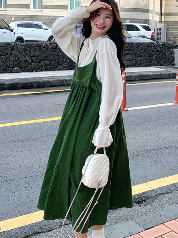 女性用ノースリーブルーズカジュアルドレス,オールマッチコーデュロイクリーンフィット,プレッピー原宿ストリートウェア,優しいデザイン