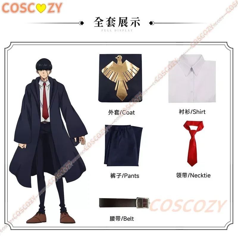 Anime Mashle Magic and Muscles Cosplay Costume Mash Lance Lemon Dot Finn Easton Magic Academy Uniform Blue Robe Wig Shirt Tie