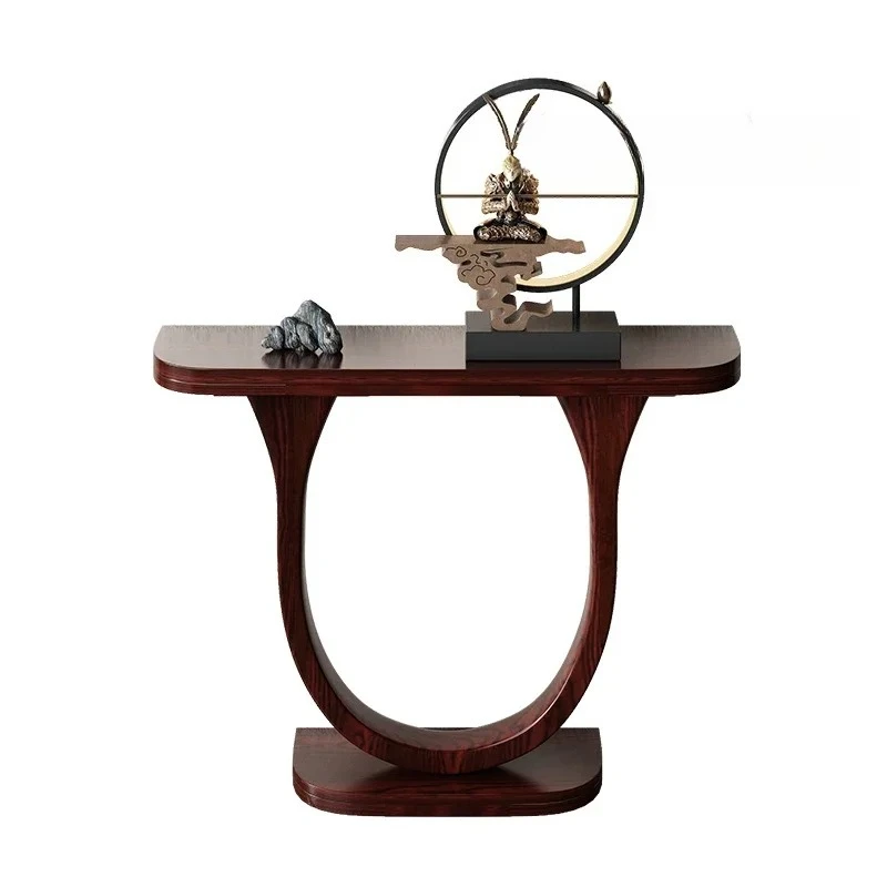 

New Chinese-style entrance table Solid wood modern living room Entry semi-circular strip case aisle against the wall to display