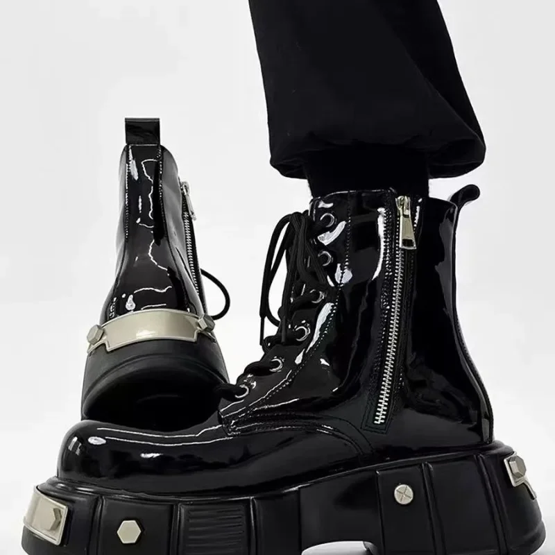 2026 جديد سميك سوليد أسود عالي الجودة/منخفض أعلى أحذية دراجة نارية للرجال ، أحذية دراجة نارية نسائية ، أحذية زوجين حجم 35-45 #5