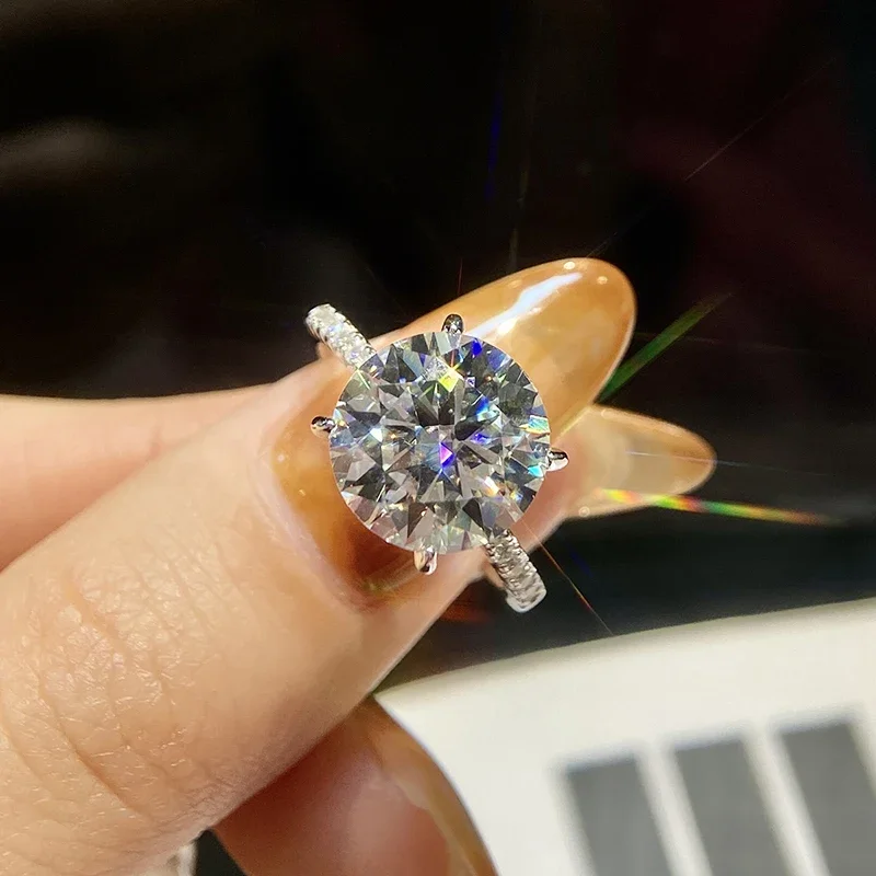 GRA 1-2ct ريال مويسانيتي خواتم الماس للنساء كبير سوليتير الزفاف ريال 925 فضة مصمم غرامة مجوهرات فاخرة #1