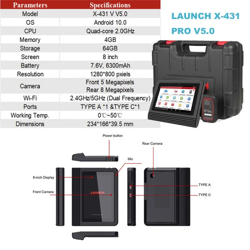 LAUNCH X431 PRO V5.0 Elite Bidirectional Scan Tool with 2024 Newly Released DBSCar VII Connector,37+ Reset for All Cars