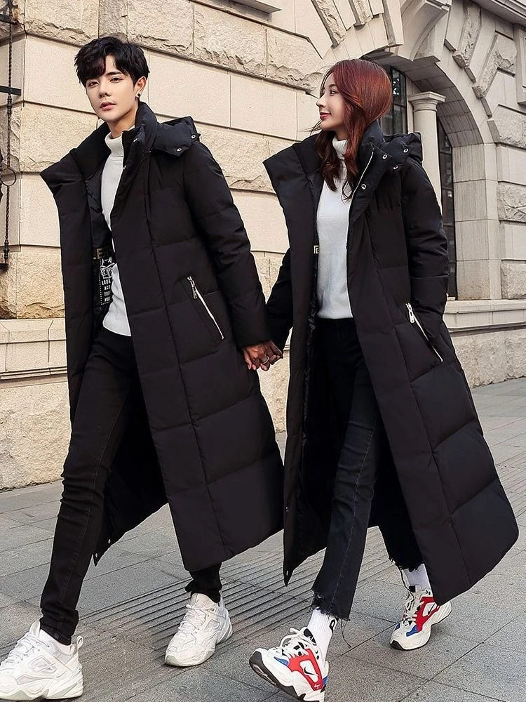 

​ Ветрозащитное водонепроницаемое мужское зимнее пальто, длинная хлопковая куртка выше колена премиум-класса для пар, большие размеры, облегающее предложение ​