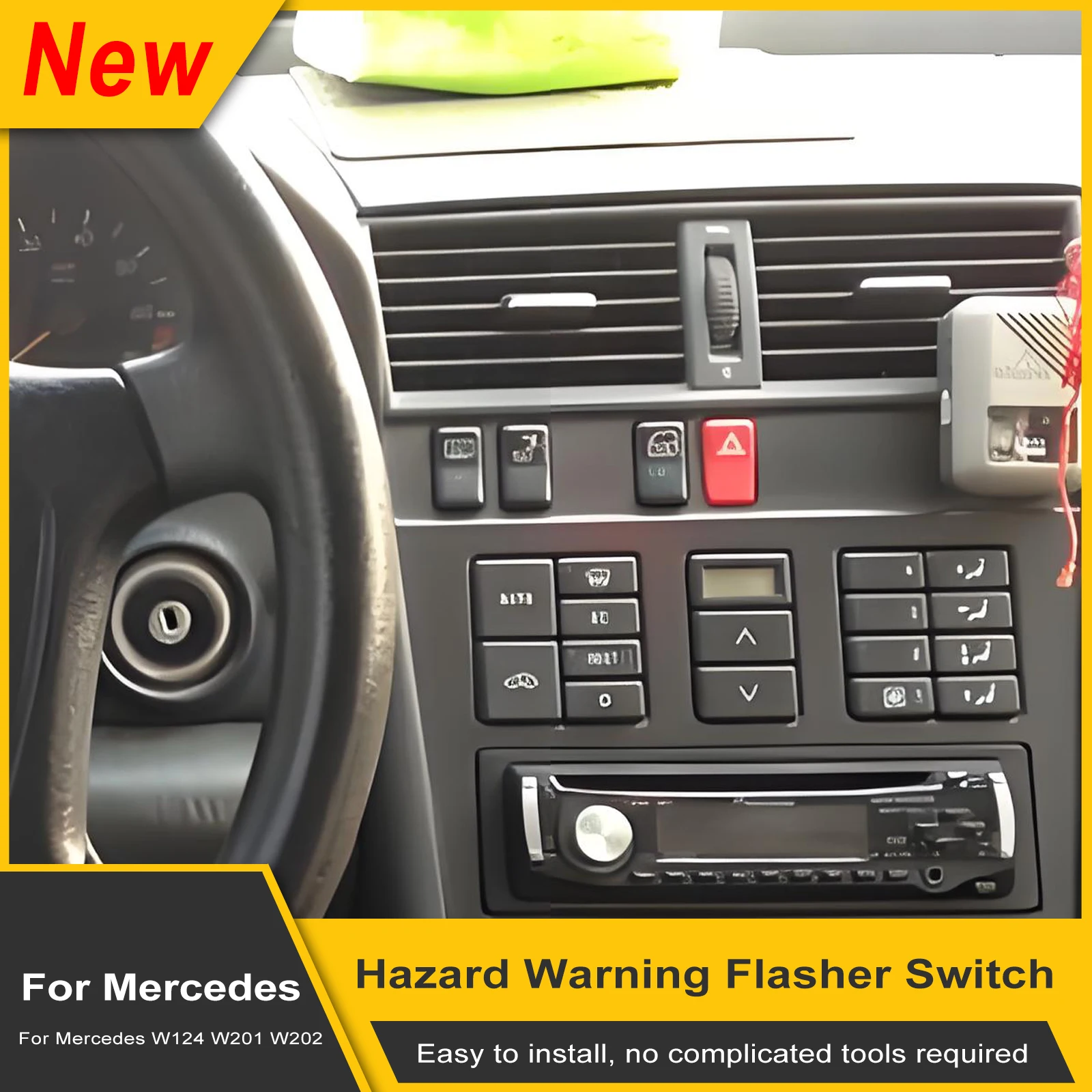 1PCS Warning Hazard Light Emergency Flasher Switch 1248200110 Red Replacement for Mercedes W124 W201 W202