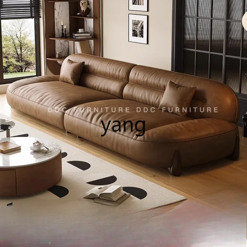 

LH oil wax leather sofa small apartment living room retro style straight row first layer cowhide sofa