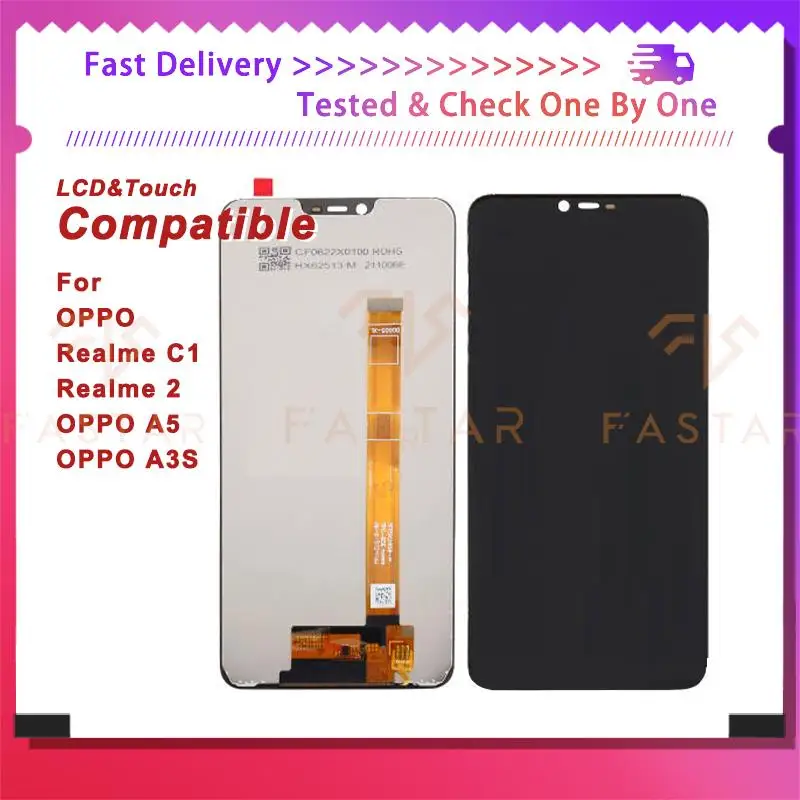 

6.2"Tested For OPPO Realme C1 2 A5 A3S LCD Display Touch Digitizer Assembly Replacement phone Screen realme2 c1 a5 a3s lcd