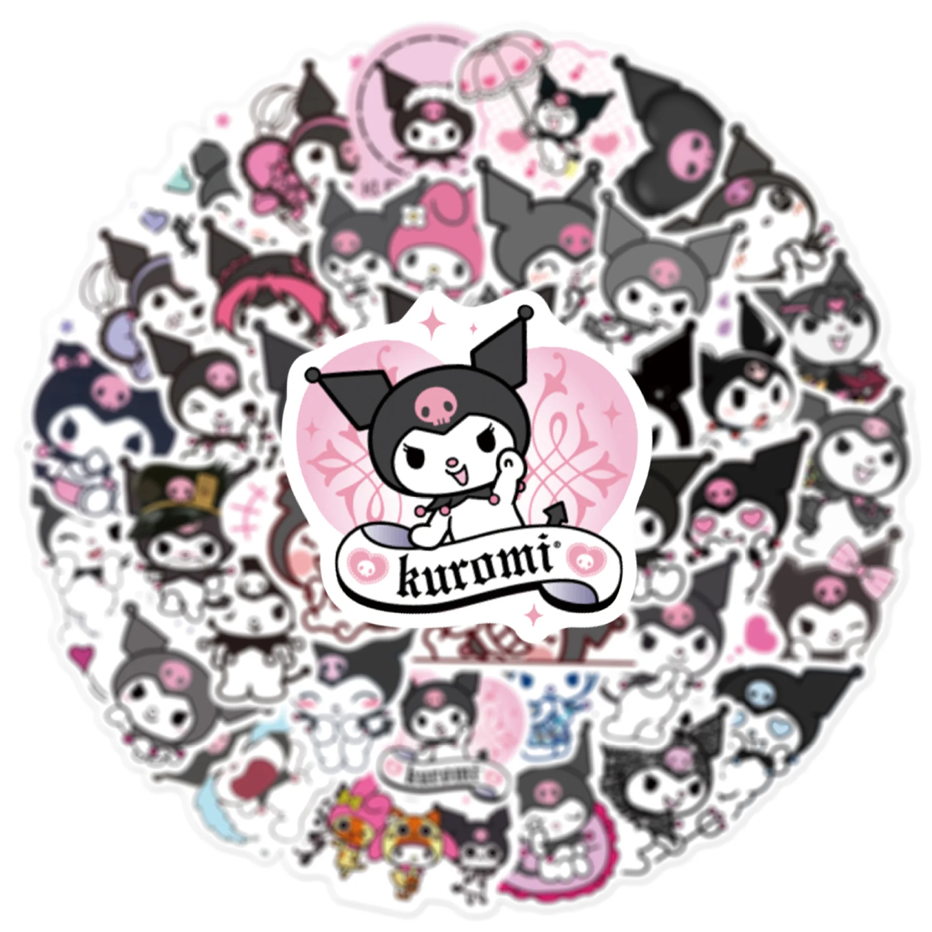 

10/30/50Pcs Kawaii Sanrio Kuromi Stickers Girl Decals for Phone Diary Stationery Scrapbook Car Decoration Cartoon Sticker Toys