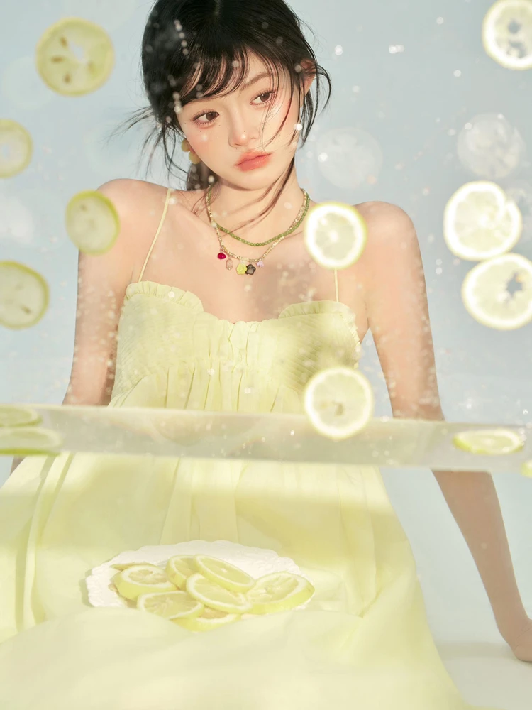 

Summer 2026 New Style Korean Oxygen Feel Girl Atmosphere Sensation Strap Dress Studio Art Photo Shoot Traditional Costume