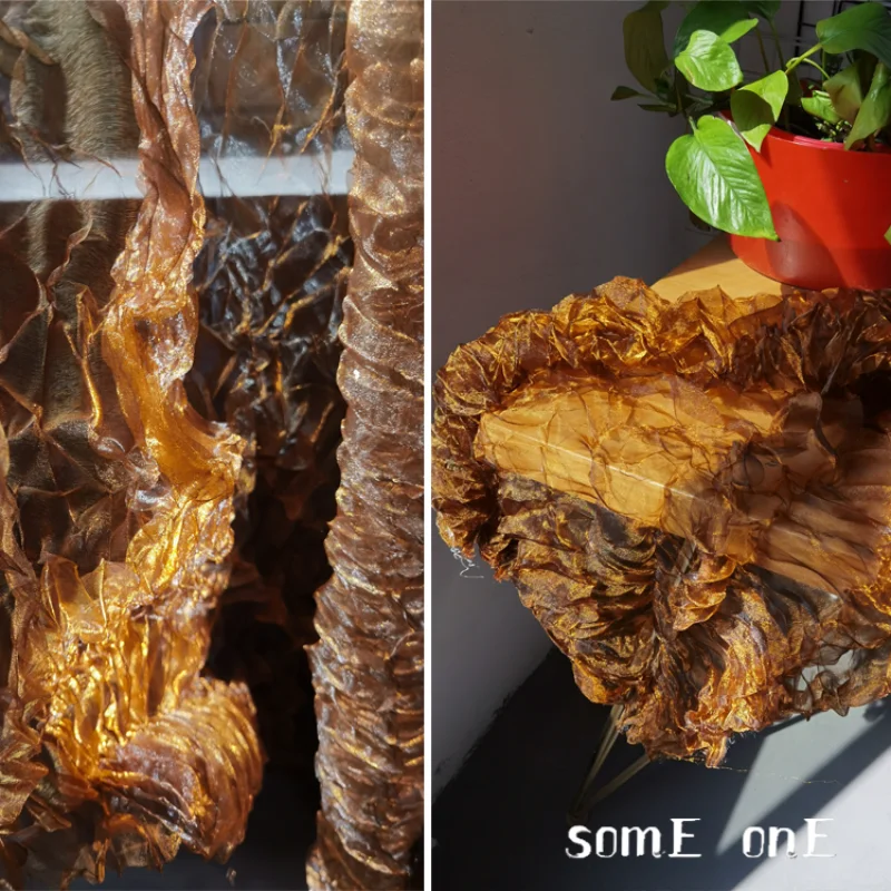 

New Pleated Tulle Fabric Coffee Color DIY Background Decor Skirt Gown Wedding Dress Designer Fabric