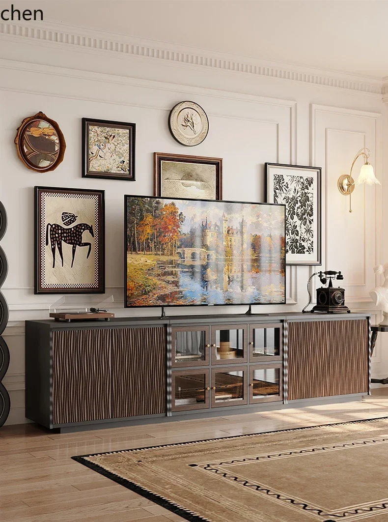 a5-- retro TV cabinet module combination cabinet solid wood living room floor display cabinet