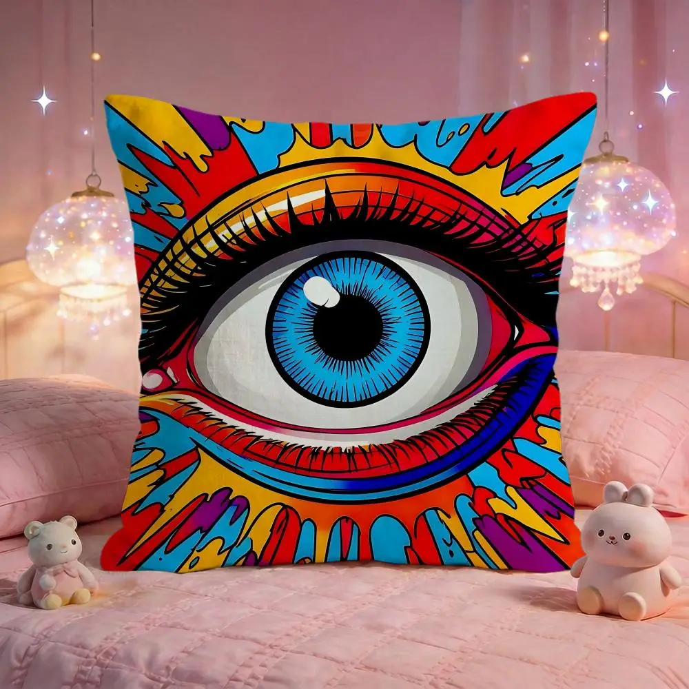 Surreal Creative Art Eyes Cushion Cover Premium Comfort Reversible Pillow Cove -Two in One Design for Any Room & Car Interior